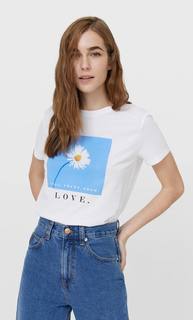 Stradivarius Футболка С Принтом Женская Коллекция Белый M