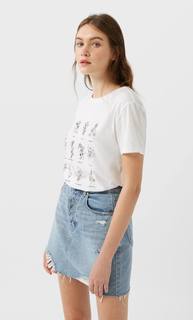 Stradivarius Футболка С Принтом Женская Коллекция Белый L