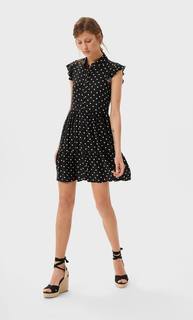 Stradivarius Короткое Платье-Рубашка Женская Коллекция Черный Xs