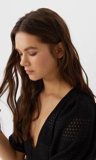 Stradivarius Короткое Трикотажное Платье С Вышивкой Женская Коллекция Черный S