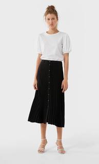 Stradivarius Юбка С Плиссировкой Женская Коллекция Черный Xs