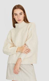 Stradivarius Свитер С Круглым Вырезом Женская Коллекция Цвет Небеленого Полотна S