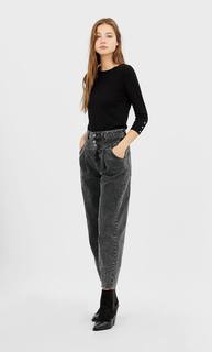 Stradivarius Базовый Джемпер Из Эластичной Ткани Женская Коллекция Черный S