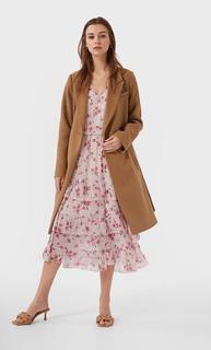 Stradivarius Пальто Из Сукна С Поясом Женская Коллекция Бежевый Xs