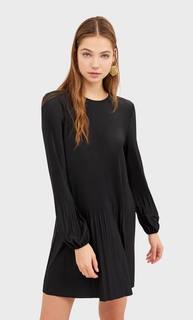 Stradivarius Мини-Платье С Плиссировкой Женская Коллекция Черный M