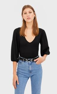 Stradivarius Боди С Объемными Рукавами Женская Коллекция Черный M
