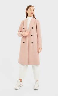 Stradivarius Базовое Пальто Из Драпа Женская Коллекция Пастельно-Розовый Xs