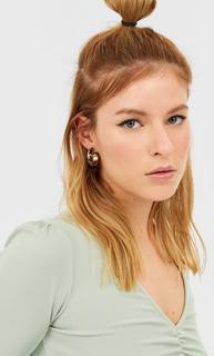 Stradivarius Футболка С V-Образным Вырезом Женская Коллекция Пастельно-Зеленый L
