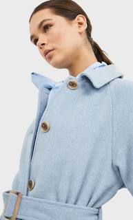 Stradivarius Драповое Пальто С Поясом Женская Коллекция Синий M