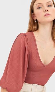 Stradivarius Боди С Объемными Рукавами Женская Коллекция Цвет Темной Фуксии S