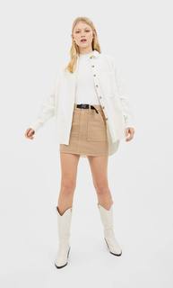 Stradivarius Топ В Рубчик С Волнистой Кромкой Женская Коллекция Цвет Небеленого Полотна S