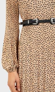 Stradivarius Ремень В Ковбойском Стиле С Двумя Пряжками Женская Коллекция Черный 80