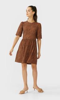Stradivarius Короткое Платье С Принтом И Объемными Рукавами Женская Коллекция Жженый S