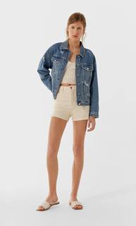 Stradivarius Джинсовая Куртка Trucker Женская Коллекция Средний Деним M