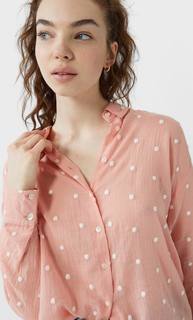 Stradivarius Рубашка В Рельефный Горошек Женская Коллекция Лососево-Розовый S