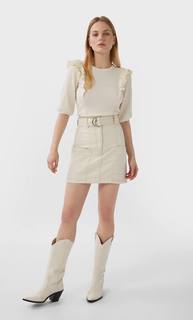 Stradivarius Топ С Воланами Женская Коллекция Ванильный S