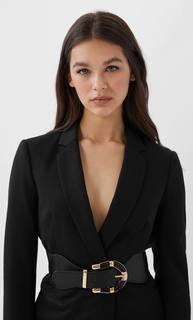Stradivarius Эластичный Ремень С Плетеной Пряжкой Женская Коллекция Черный 80