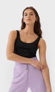 Stradivarius Эластичная Базовая Майка На Бретелях Женская Коллекция Черный S