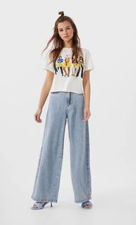 Stradivarius Футболка С Принтом «Харли Квинн» Женская Коллекция Цвет Небеленого Полотна M