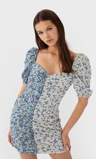 Stradivarius Короткое Платье В Стиле Пэчворк Женская Коллекция Multicolor L