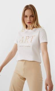 Stradivarius Футболка С Принтом Женская Коллекция Белый M