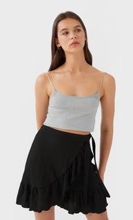 Stradivarius Мини-Юбка С Воланами Женская Коллекция Черный M