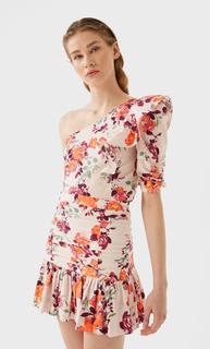 Stradivarius Мини-Юбка Со Сборками Женская Коллекция Оранжевый Xs