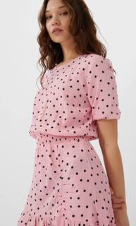 Stradivarius Короткое Трикотажное Платье С Принтом Женская Коллекция Multicolor M