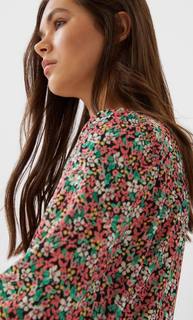 Stradivarius Короткое Платье С Принтом И Объемными Рукавами Женская Коллекция Multicolor L