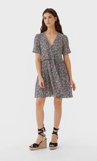 Stradivarius Мини-Платье С Цветочным Принтом Женская Коллекция Multicolor S