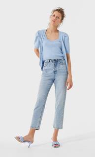 Stradivarius Трикотажный Топ На Бретелях Женская Коллекция Небесно-Голубой Xs