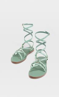 Stradivarius Сандалии На Плоской Подошве И С Тиснением Женская Коллекция Multicolor 39