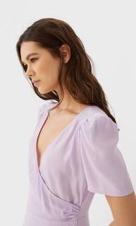 Stradivarius Короткое Платье С Объемными Рукавами Женская Коллекция Multicolor L