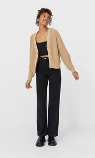 Stradivarius Кардиган Со Спущенными Плечевыми Швами Женская Коллекция Пестро-Бежевый M