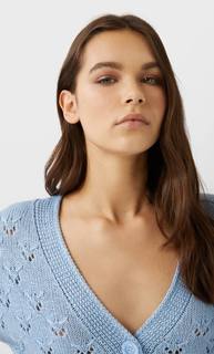Stradivarius Кардиган Ажурной Вязки Женская Коллекция Небесно-Голубой S