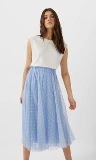 Stradivarius Юбка Миди В Горошек Женская Коллекция Multicolor S