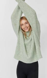 Stradivarius Свитер С Высоким Горлом Женская Коллекция Пастельно-Зеленый M