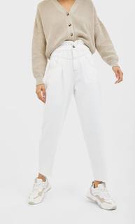 Stradivarius Брюки Со Сборкой На Талии Женская Коллекция Цвет Небеленого Полотна 42