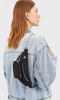 Stradivarius Поясная Сумка Из Ткани Женская Коллекция Черный 103