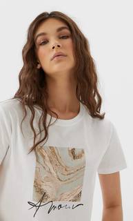 Stradivarius Футболка С Принтом Женская Коллекция Белый L