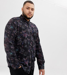 Черная рубашка классического кроя с цветочным принтом ASOS DESIGN Plus-Черный
