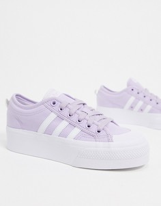 Лавандовые/белые кроссовки на платформе adidas Originals Nizza-Белый