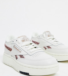 Белые кроссовки с леопардовым принтом Reebok Classic Club C Double эксклюзивно для ASOS-Черный