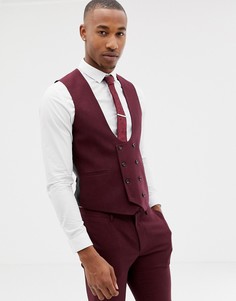 Бордовый супероблегающий фактурный жилет ASOS DESIGN Wedding-Красный