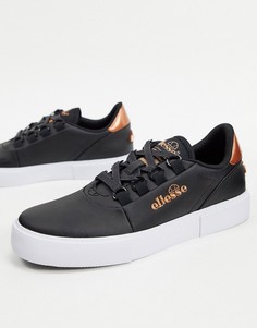 Черные кожаные кроссовки на шнуровке Ellesse alto-Черный