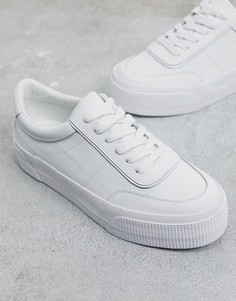 Белые кожаные кроссовки на массивной подошве ASOS DESIGN-Белый