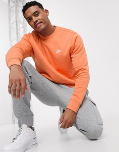 Оранжевый свитшот с круглым вырезом Nike Club