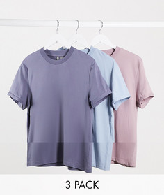 Футболка с отворотами на рукавах ASOS DESIGN - Набор из 3 шт. со скидкой-Мульти