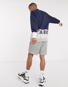Темно-синий свитшот с круглым вырезом и вставками колор блок Tommy Jeans