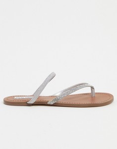 Сандалии с ремешком между пальцами и стразами Steve Madden-Мульти